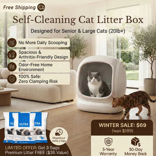 New Smart Litter Box: Quiet, Intelligent, Healthy—9 Sensors, 75L Capacity to Fit Every Cat!