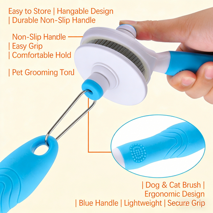 Self-Cleaning Pet Grooming Brush – For Dogs & Cats (Blue/White)