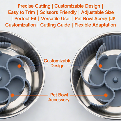 Turbine-Shaped Pet Slow Feeder Bowl – Adjustable 3 Sizes (Grey)