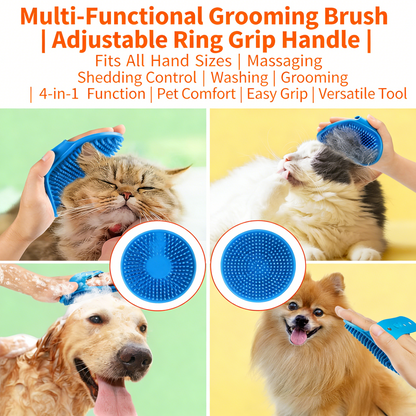 2-in-1 Pet Bath Brush & Shampoo Dispenser Kit (Turquoise/Blue)