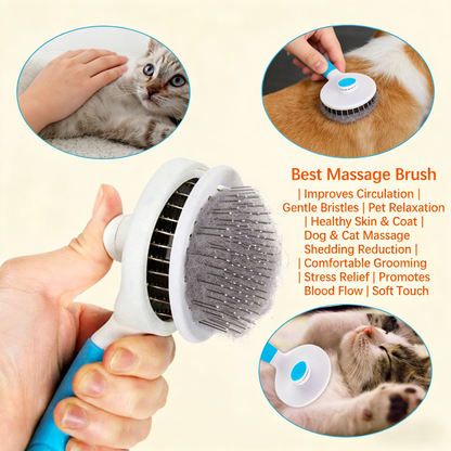 Self-Cleaning Pet Grooming Brush – For Dogs & Cats (Blue/White)