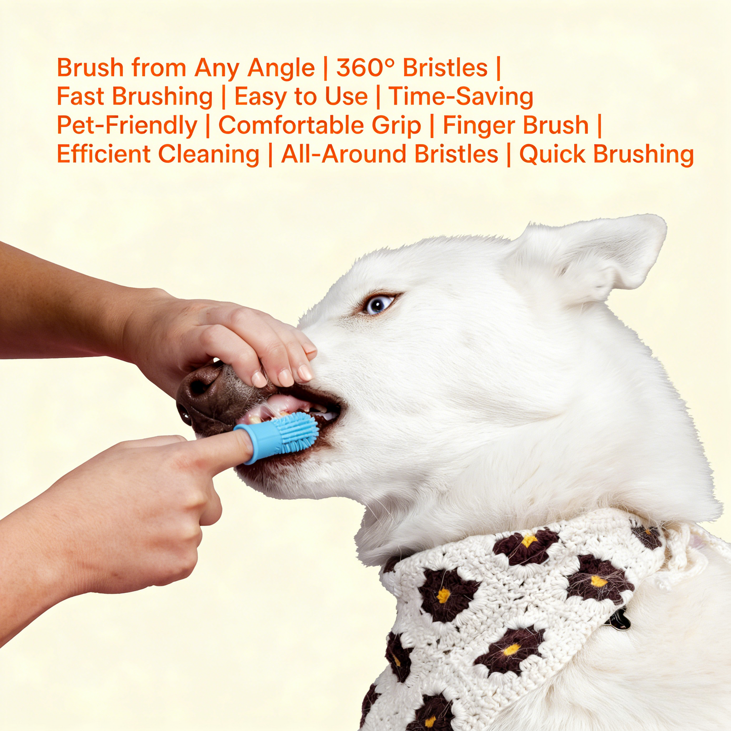 360° Silicone Pet Finger Toothbrush with Storage Case – Blue