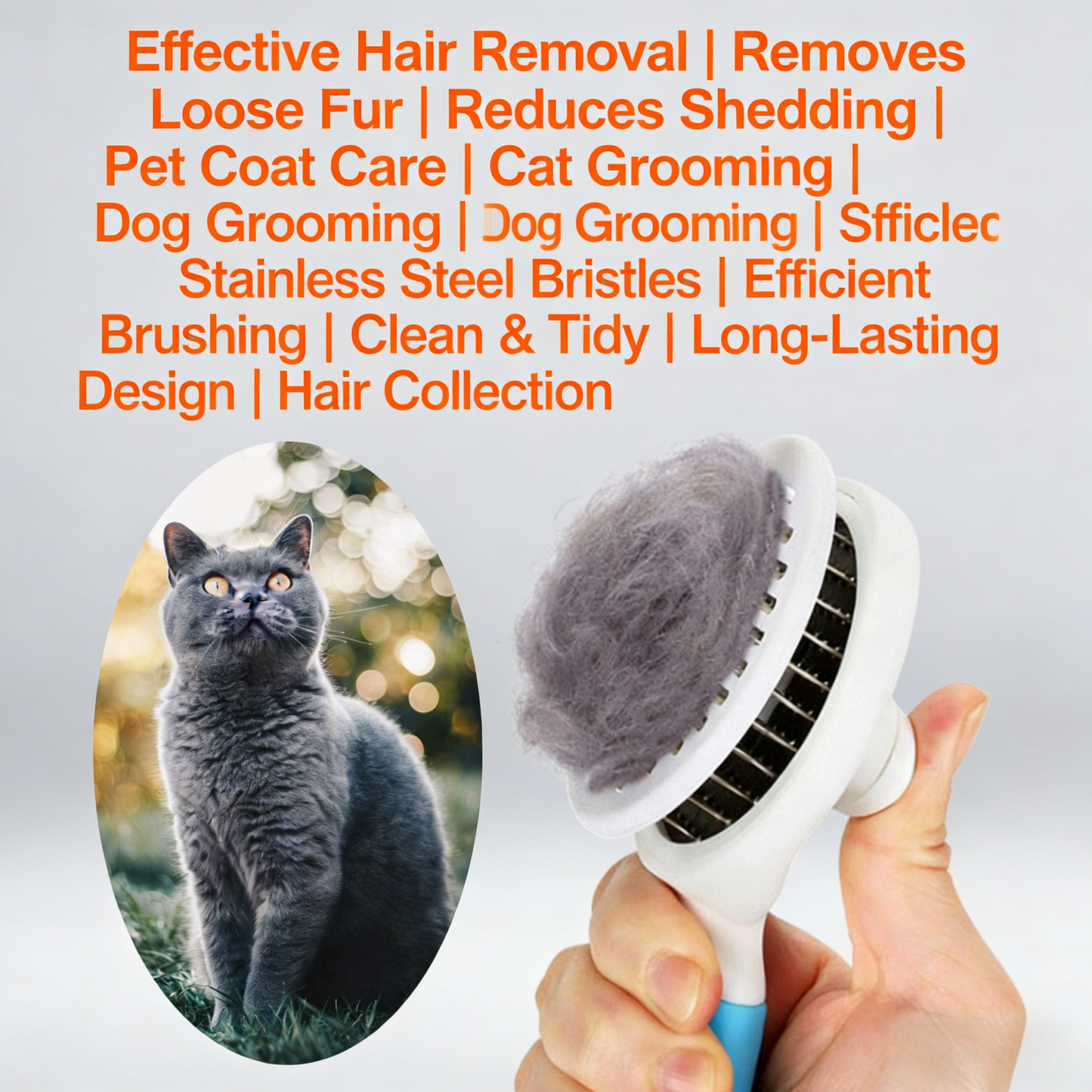 Self-Cleaning Pet Grooming Brush – For Dogs & Cats (Blue/White)