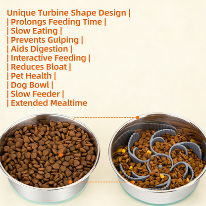 Turbine-Shaped Pet Slow Feeder Bowl – Adjustable 3 Sizes (Grey)
