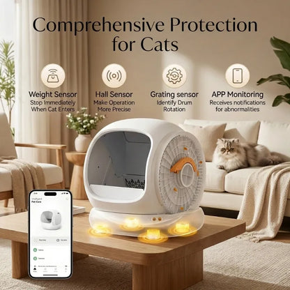 New Smart Litter Box: Quiet, Intelligent, Healthy—9 Sensors, 75L Capacity to Fit Every Cat!