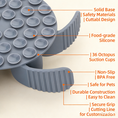 Turbine-Shaped Pet Slow Feeder Bowl – Adjustable 3 Sizes (Grey)