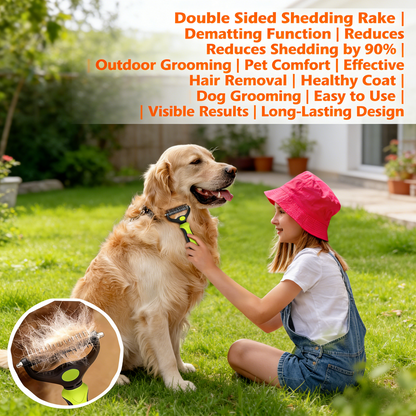 3-in-1 Pet Grooming Kit – Self-Cleaning Slicker Brush & Dematting Tool (Green/Black)