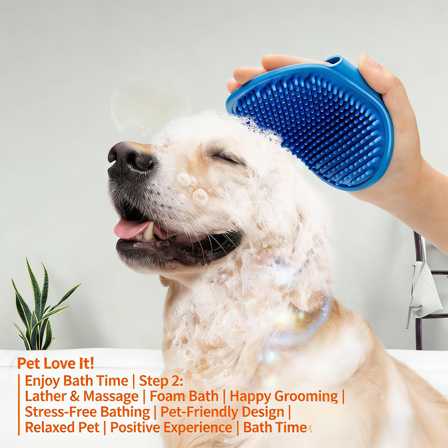 2-in-1 Pet Bath Brush & Shampoo Dispenser Kit (Turquoise/Blue)