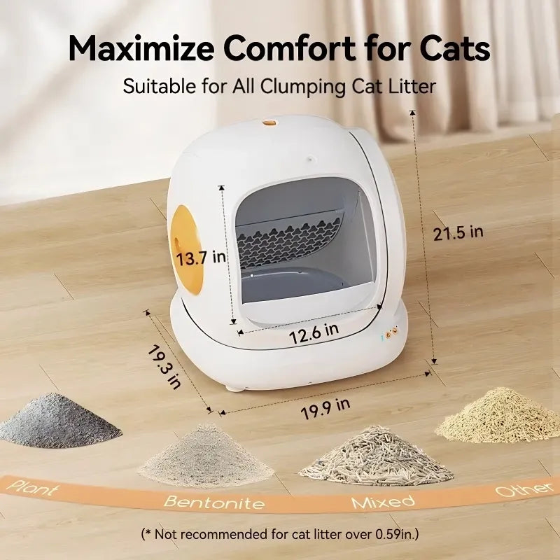 New Smart Litter Box: Quiet, Intelligent, Healthy—9 Sensors, 75L Capacity to Fit Every Cat!